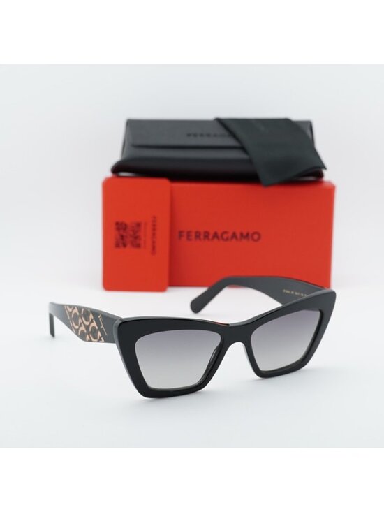 Salvatore Ferragamo SF1081S 001 Sunglasses Black Cat Eye Frame, Grey Lenses main image 6